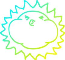 línea de gradiente frío dibujo sol brillante de dibujos animados vector