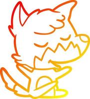 warm gradient line drawing friendly cartoon fox vector