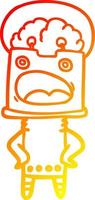 warm gradient line drawing cartoon robot vector