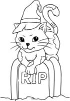 Cat in a Witch Hat vector