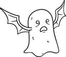 divertido fantasma de halloween con alas de murciélago vector
