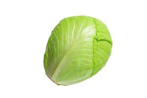 Green young fresh cabbage isolated on white background photo