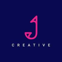 Diseño de logotipo de símbolo de icono de letra j, diseño de vector de logotipo de tipo de línea minimalista y creativo