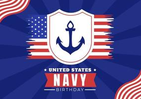 U.S. Navy Birthday on October 13th Hand Drawn Cartoon Flat  Illustration Suitable for Poster, Banners and Greeting Card in Background Style vector