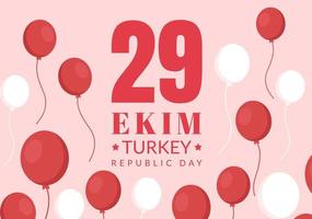 día de la república turquía o 29 ekim cumhuriyet bayrami kutlu olsun ilustración plana de dibujos animados dibujados a mano con bandera de diseño de vacaciones turco y feliz vector