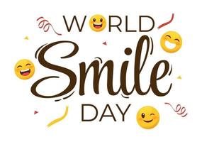 World Smile Day Hand Drawn Cartoon Illustration with Smiling Expression and Happiness Face in Flat Style Background vector