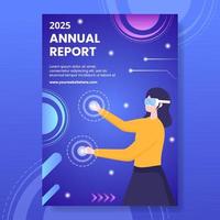 Technology Annual Report Template Hand Drawn Cartoon Flat Illustration vector