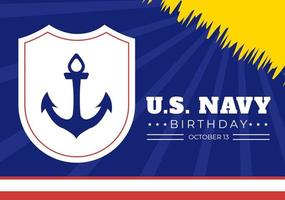 U.S. Navy Birthday on October 13th Hand Drawn Cartoon Flat  Illustration Suitable for Poster, Banners and Greeting Card in Background Style vector