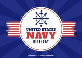 U.S. Navy Birthday on October 13th Hand Drawn Cartoon Flat  Illustration Suitable for Poster, Banners and Greeting Card in Background Style vector