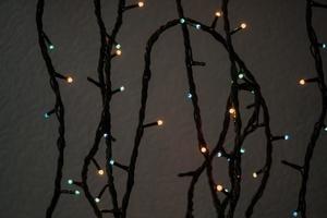 Abstract bokeh background. Defocused light from garland. photo