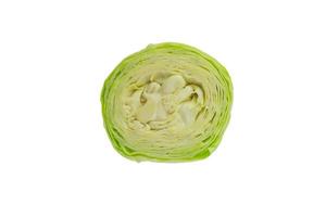 Green young fresh cabbage isolated on white background photo