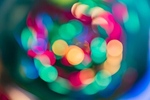 fondo abstracto de colorido bokeh de luces de neón. movimiento radial de giro. foto