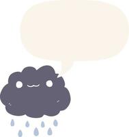 cartoon cloud and speech bubble in retro style vector