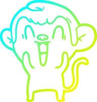 cold gradient line drawing cartoon laughing monkey vector