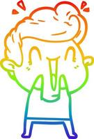 rainbow gradient line drawing cartoon happy man laughing vector