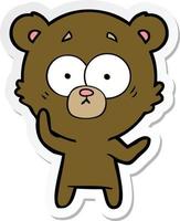 sticker of a surprised bear cartoon vector