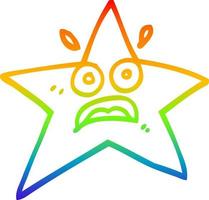 rainbow gradient line drawing funny cartoon star vector