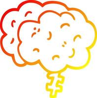 warm gradient line drawing cartoon brain vector