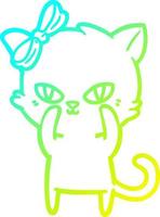 cold gradient line drawing cute cartoon cat vector