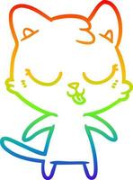 rainbow gradient line drawing cute cartoon cat vector