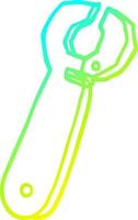 cold gradient line drawing cartoon spanner tool vector