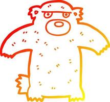 oso de dibujos animados de dibujo de línea de gradiente cálido vector