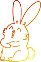 warm gradient line drawing cartoon laughing bunny rabbit vector