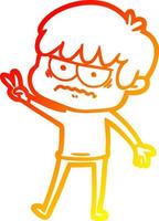 warm gradient line drawing annoyed cartoon boy vector