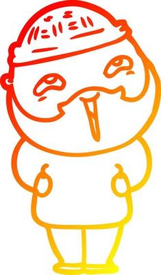 warm gradient line drawing cartoon happy bearded man