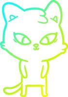 cold gradient line drawing cute cartoon cat vector