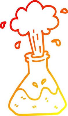 warm gradient line drawing cartoon exploding chemical set