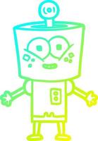 cold gradient line drawing happy cartoon robot vector