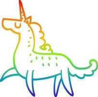 rainbow gradient line drawing cartoon magical unicorn vector