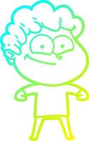 cold gradient line drawing cartoon happy man vector