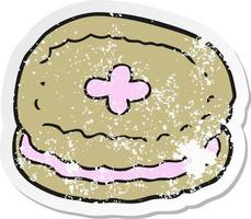 retro distressed sticker of a cartoon biscuit vector