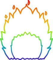 rainbow gradient line drawing cartoon fire vector