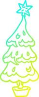 cold gradient line drawing cartoon christmas tree vector