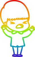 rainbow gradient line drawing cartoon stressed man vector