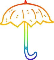 rainbow gradient line drawing cartoon open umbrella vector