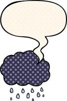 cartoon cloud raining and speech bubble in comic book style vector