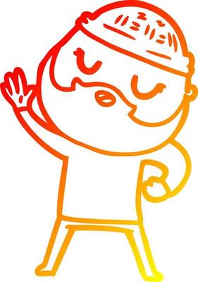 warm gradient line drawing cartoon man with beard