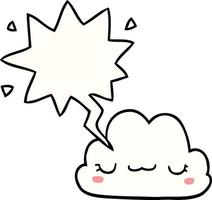 cute cartoon cloud and speech bubble vector