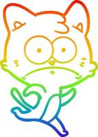 rainbow gradient line drawing cartoon nervous cat vector