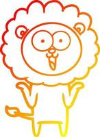 warm gradient line drawing happy cartoon lion vector