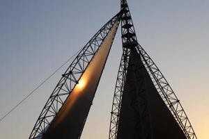 Nahariya Israel June 17, 2022 High sail set on the waterfront in the city photo