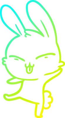 cold gradient line drawing cute cartoon rabbit