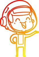 warm gradient line drawing happy cartoon astronaut vector