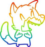 rainbow gradient line drawing laughing fox cartoon vector