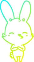 cold gradient line drawing curious bunny cartoon vector