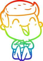 rainbow gradient line drawing cartoon man laughing vector